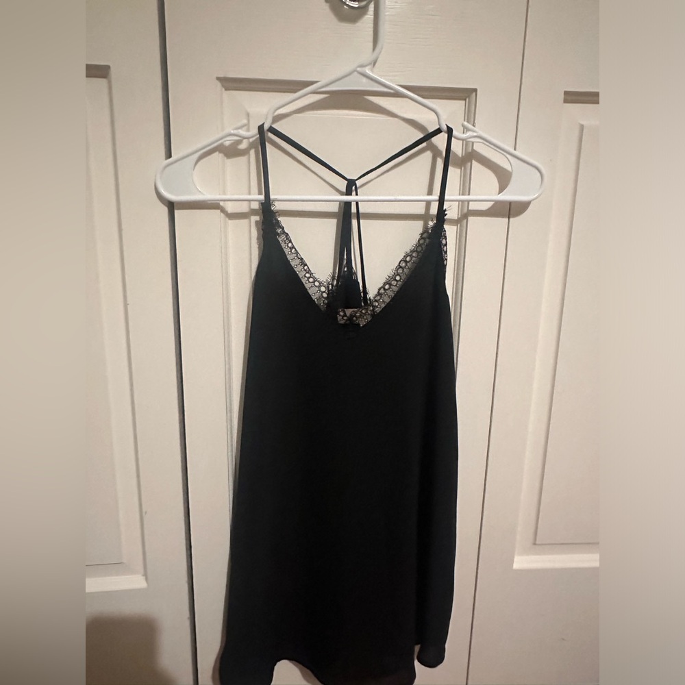Loft Black Tank top with lace detailing